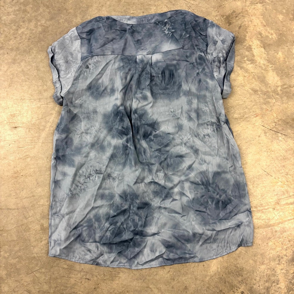 Simply Vera Vera Wang Womens Medium Blue Tie Dye Blouse Short Sleeve Top M - Picture 7 of 7